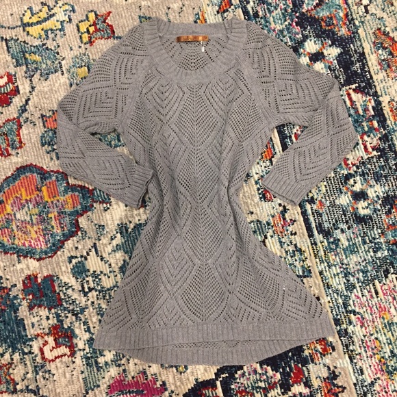 Belldini Sweaters - ⭐️ RESERVED Grey Sweater Open Knit Crochet Medium